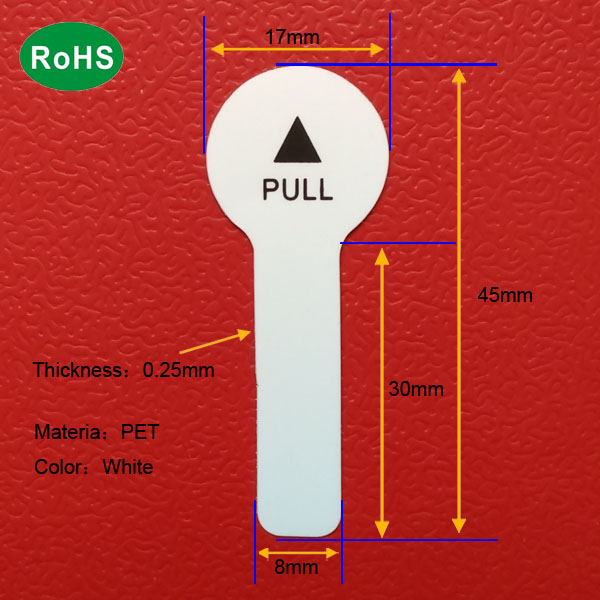 45mm PET isolation battery pull tab for lithium coin cell battery
