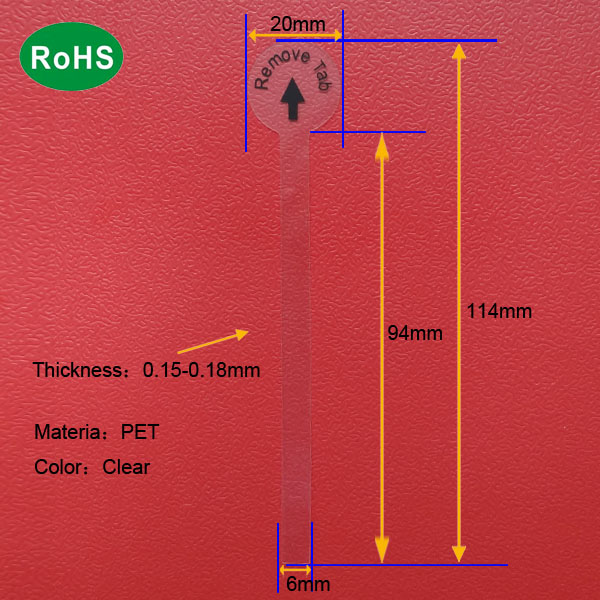 114mm long AA AAA PET isolation battery pull tab